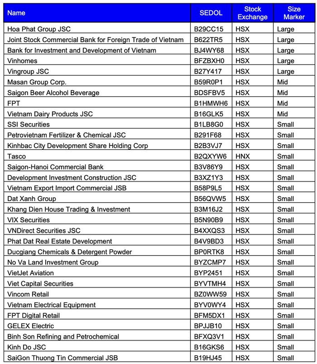 Nhiều cổ phiếu Việt Nam lọt vào chỉ số chứng khoán toàn cầu FTSE Russell - 1