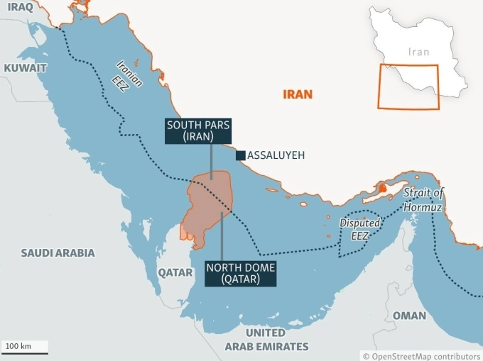 Vị trí thành phố Asaluyeh, Iran. Đồ họa: Open Street Maps