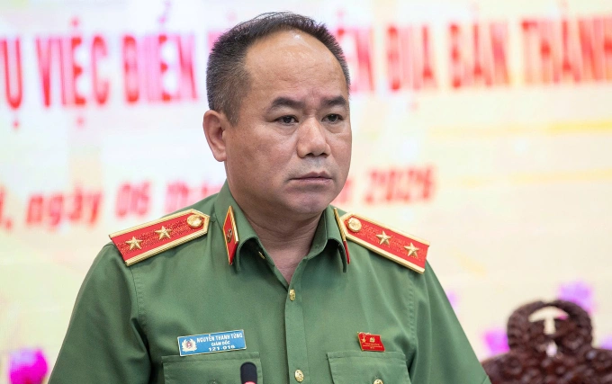 Trung tướng Nguyễn Thanh Tùng thông tin tại hội nghị. Ảnh: Linh Đan