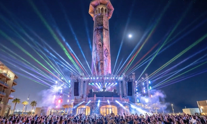 Show 3D Mapping Long Vân Khánh Hội. Ảnh: Sun Group