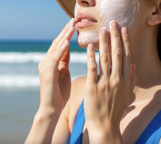 Việc bỏ qua kem chống nắng hằng ngày là nguyên nhân hàng đầu gây lão hóa sớm: Ảnh minh họa tạo bởi AI