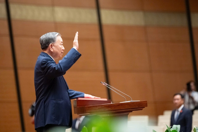 Chủ tịch nước Tô Lâm tuyên thệ nhậm chức. Ảnh: Phạm Thắng