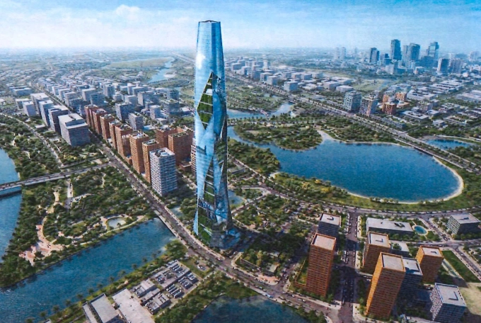 Mô phỏng tòa tháp tài chính 99 tầng ở Thủ Thiêm. Ảnh nhà đầu tư