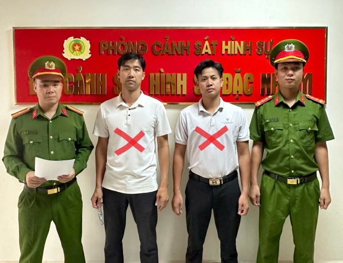 Lâm và Tài khi bị bắt. Ảnh: Công an cung cấp