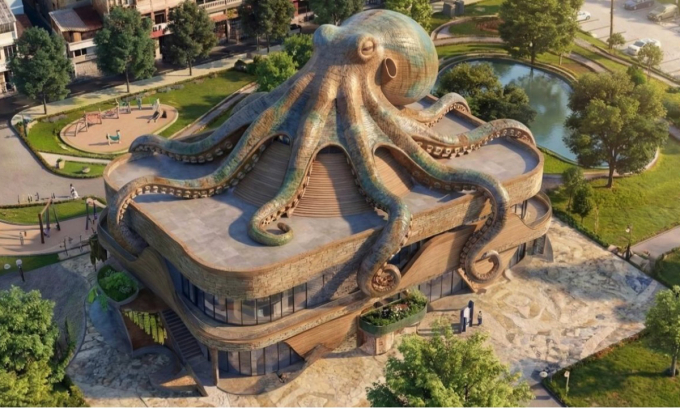 Phối cảnh nhà trưng bày với hình tượng bạch tuộc. Ảnh: UBND phường Vũng Tàu