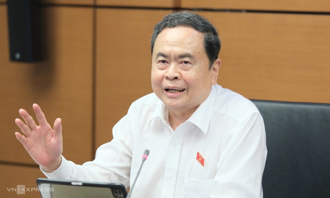 Chủ tịch Quốc hội Trần Thanh Mẫn phát biểu tại phiên thảo luận tổ chiều 8/4. Ảnh: Anh Tú