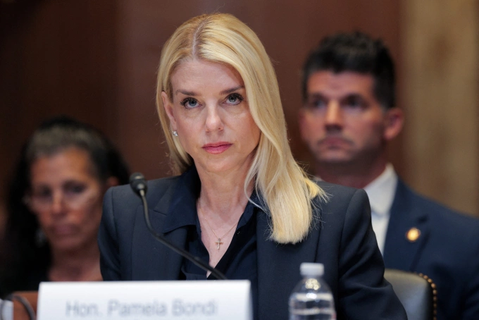 Bộ trưởng Tư pháp Mỹ Pam Bondi điều trần tại Thượng viện ngày 25/6/2025. Ảnh: AFP