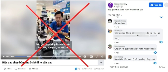 Nhiều người tin bếp gas chạy bằng nước có thật. Ảnh chụp màn hình