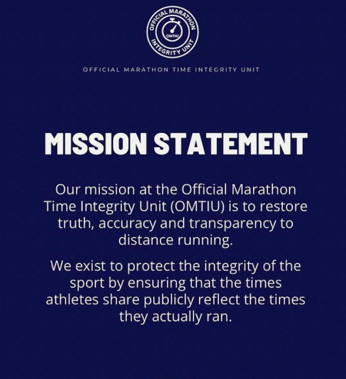 OMTIU tuyên bố mục tiêu của nhóm là bảo vệ tính liêm chính, khôi phục sự thật, tính chính xác và minh bạch cho các nội dung liên quan đến chạy cự ly dài, bằng cách đảm bảo rằng những thành tích các VĐV công bố công khai phản ánh đúng thời gian họ thực sự đạt được.