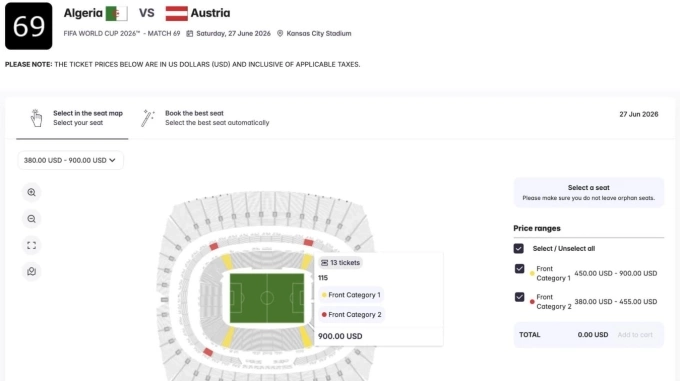 FIFA bất ngờ bổ sung các hạng vé front category với mức giá cao hơn đáng kể cho World Cup 2026. Ảnh: The New York Times